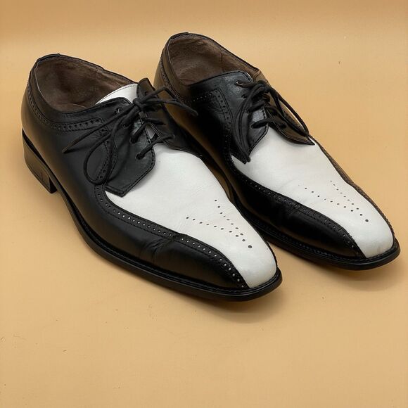Stacy Adams Atticus Two Tone Wingtip Dress Shoes Men’s 11M Black/White Dandy - Picture 14 of 16